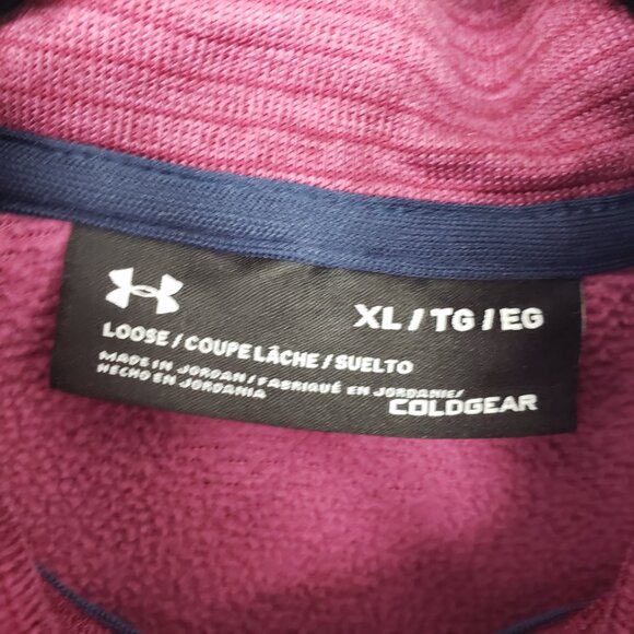 Under Armour Quarter Zip Pullover Sweatshirt XL‎ Mens Long Sleeve Loose Fit Red - Picture 3 of 9